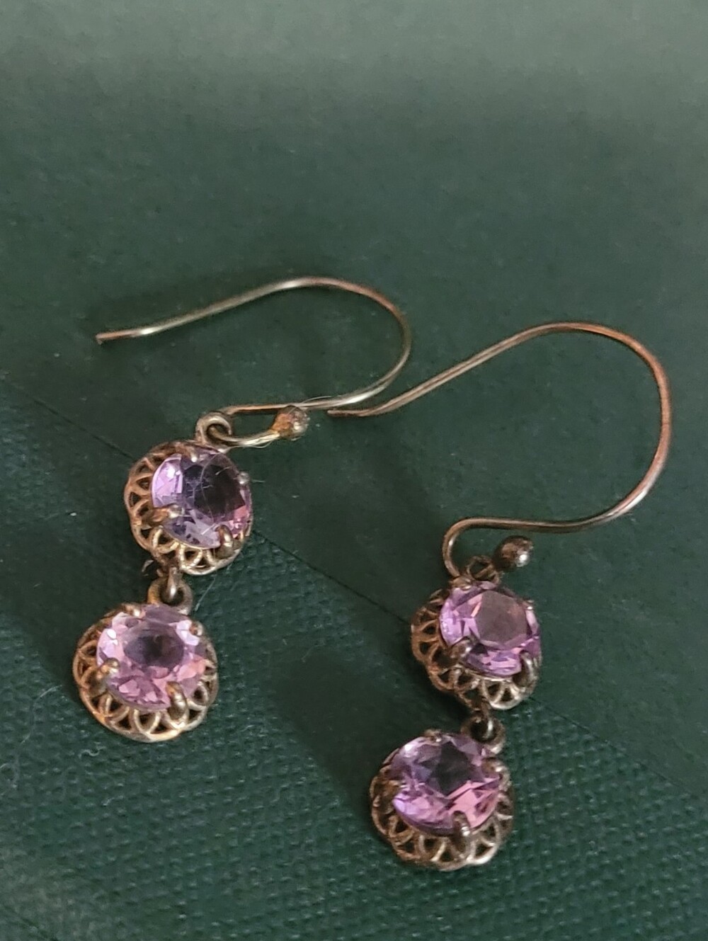 Vintage Lavender Crystal Drop Earrings